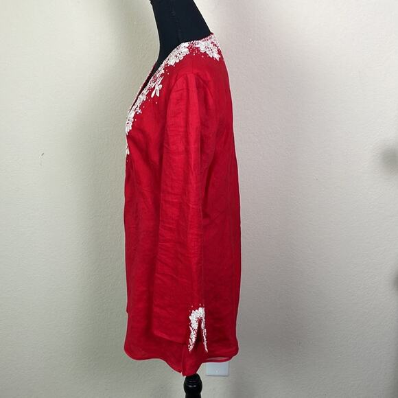 Lafayette 148 100% linen tunic with embroidered neckline women’s M - Picture 8 of 16